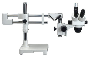 Dual-bar Boom Stand Trinocular Zoom Stereo Microscope 5x~80x