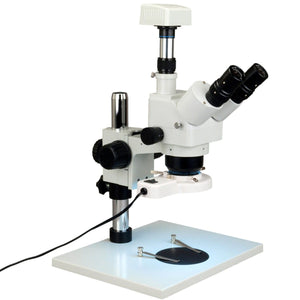 5X-80X Trinocular Zoom Stereo Microscope+8W Fluorescent Ring Light+1.3MP Camera