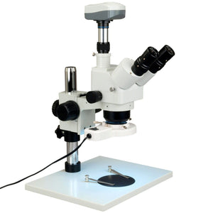 5X-80X Trinocular Zoom Stereo Microscope+8W Fluorescent Ring Light+5.0MP Camera
