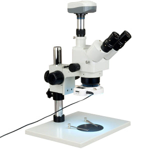 5X-80X Trinocular Zoom Stereo Microscope+0.5X Auxiliary Lens+54 LED Ring Light+5.0MP Digital Camera