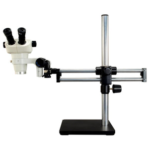 3X-100X Binocular Zoom Stereo Microscope with Ball Bearing Dual-arm Boom Stand