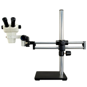 6X-50X Binocular Zoom Stereo Microscope with Ball Bearing Dual-arm Boom Stand
