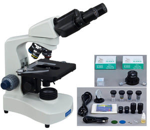 2000X Darkfield Binocular Compound LED Siedentopf Microscope with Blank Slides & Covers