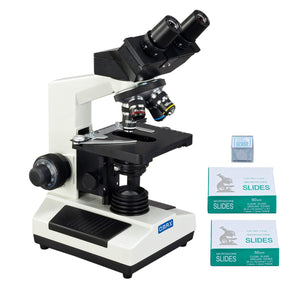 40X-1000X Compound Binocular Microscope with Blank Glass Slides and Cover Slips