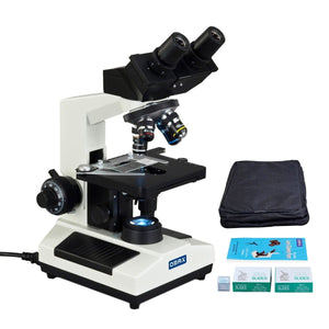 40X-2000X Compound Binocular LED Biological Microscope with Vinyl Case and Slides and Lens Paper