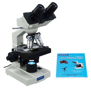 OMAX 40X-2000X Binocular Compound LED Microscope with Lens Cleaning Paper