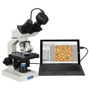 OMAX 40X-2500X Binocular Compound LED Microscope with 1.3MP Digital Camera and Mechanical Stage