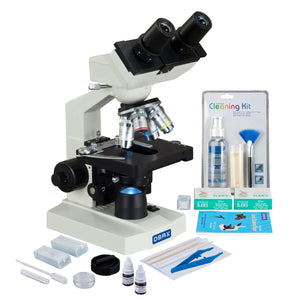OMAX 2500X LED Lab Binocular Microscope+Slide Preparation Kit+Blank Slides+Lens Paper+Cleaning Kit