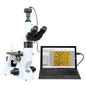 OMAX 40X-400X Digital 9.0MP PLAN Trinocular Inverted Infinity Metallurgical Polarizing Microscope