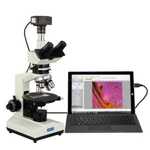 40X-600X M837PL Series Trinocular Polarizing Microscope + 14MP USB 3.0 Digital Camera