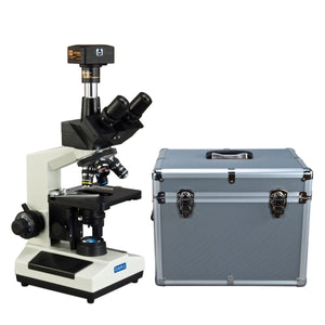 40X-2000X M837L Series Trinocular Lab Compound Microscope w/ LED Illumination + Aluminum Storage Case + 14MP USB 3.0 Digital Camera