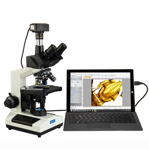 40X-2500X M837L Series Trinocular Lab Compound Microscope w/ LED Illumination + 10MP USB 3.0 Digital Camera