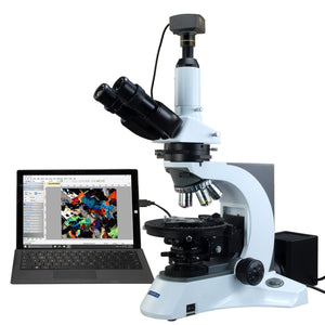 OMAX 40X-1000X PLAN Trinocular Infinity Polarizing Microscope with 10MP USB3.0 Camera