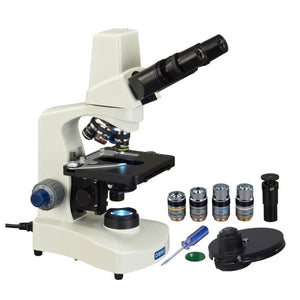 40X-2000X Phase Contrast Binocular Compound LED Microscope w Built-in 3MP Camera+PLAN PH Objectives