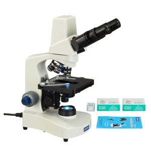 40X-2000X Built-in 3MP Camera Binocular Compound LED Microscope+Blank Slides+Covers+Lens Paper