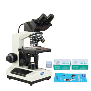 2000X Built-in 3.0MP Digital Camera Compound Binocular Microscope+Blank Slides+Covers+Lens Paper