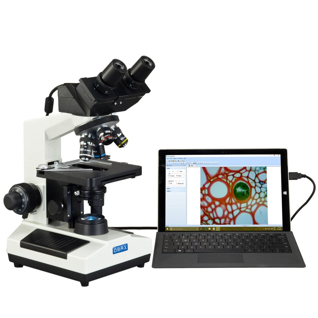 OMAX MD827 Series LED Binocular Compound Microscope 40X-2000X
