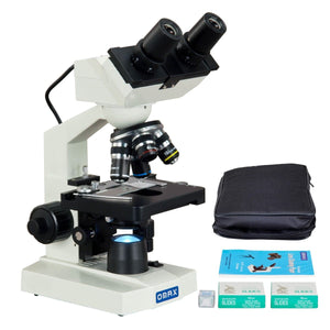 OMAX 40X-2500X Built-in 1.3MP Digital Binocular Compound LED Microscope with Case+Slides+Lens Paper