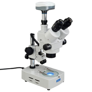 7X-45X Trinocular Zoom Stereo Microscope Dual Lights with 5MP USB Digital Camera