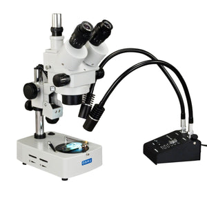 OMAX 3.5X-90X Trinocular Zoom Stereo Microscope with 6W LED Dual Gooseneck Light