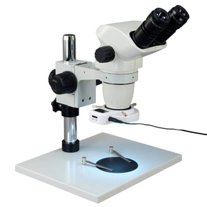 OMAX 6.7X-45X Zoom Binocular Stereo Microscope with Large Table Stand and 54 LED Ring Light