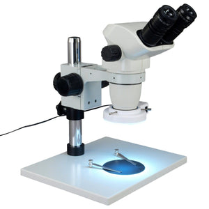 OMAX 6.7X-45X Zoom Binocular Stereo Microscope with Large Table Stand and 64 LED Ring Light