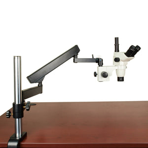 OMAX 2X-90X Simal-focal Zoom Stereo Trinocular Microscope on Articulating Post Stand