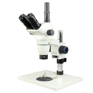 3.4X-45X Simul-Focal Zoom Trinocular Stereo Microscope with Metal Table Stand