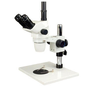 6.7X-45X Simul-Focal Zoom Trinocular Stereo Microscope with Metal Table Stand