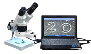 OMAX Binocular Stereo Microscope 20X-40X with Ring Light & USB Camera