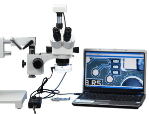 Boom Stand Trinocular Zoom Stereo Microscope 5x~80x 1.3MP Camera
