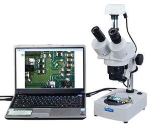Trinocular Stereo Microscope 10x-20x-30x-60x + 1.3MP USB Camera