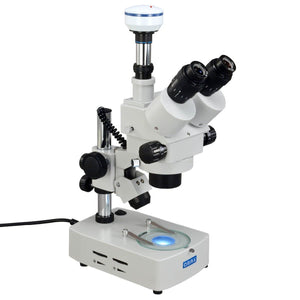7X-45X Trinocular Stereo Microscope Zoom Dual Lights with 3MP USB Digital Camera