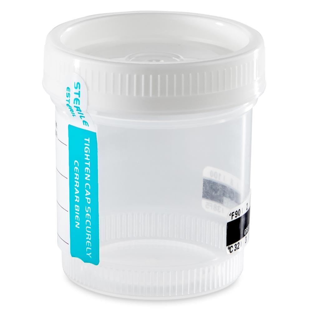 Globe Scientific Drug Test Container, 90mL, Wide Mouth, Attached White ...