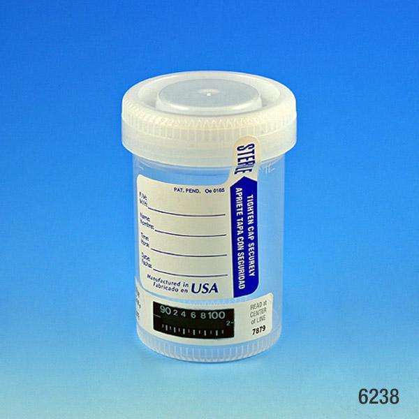Globe Scientific Drug Test Container, 90mL, with Attached White Screwc ...