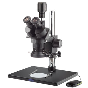 20X to 40X Black Trinocular Stereo Microscope on Table Stand with HDMI Camera + 144-LED Ring Light