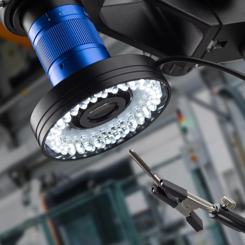 Video Inspection Microscope 0.7X-4.5X Zoom Video Inspection Microscope with LED Ring Light, HDMI O ...