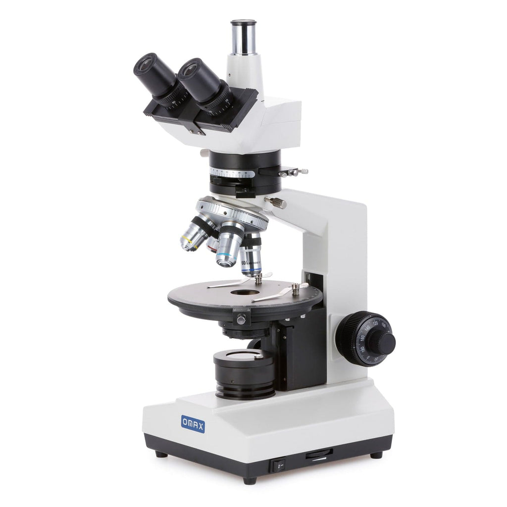 Omax Compound Microscope OMAX M837PL Series Trinocular Polarizing Compound Microscope 40X-600X ...