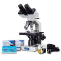 OMAX 40X-2000X Lab LED Binocular Microscope with Double Layer Mechanical Stage w Blank Slides Covers and Lens Cleaning Paper