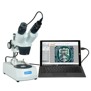 OMAX 10X-20X-30X-60X Student Binocular Stereo Microscope with Dual Lights and USB Camera
