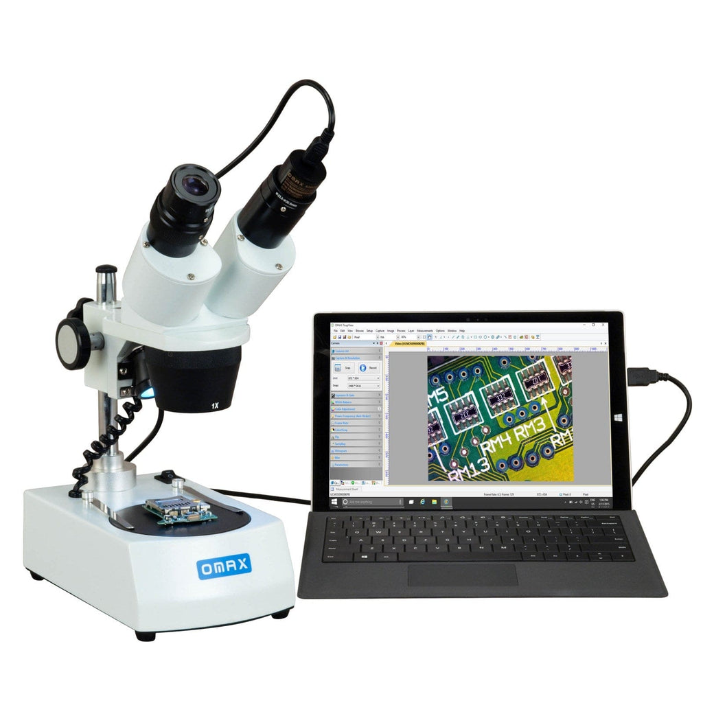 OMAX 10X-20X-30X-60X Cordless Stereo Binocular Microscope with Dual LE ...