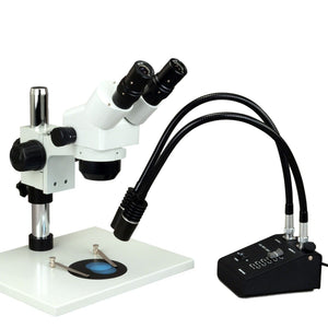 10X - 80X Binocular Zoom Stereo Microscope + 6W LED Dual Gooseneck Light