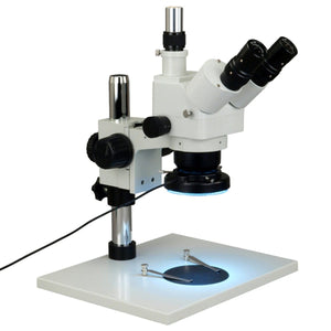 5X-80X Trinocular Zoom Stereo Microscope+0.5X Barlow+Metal Shell 144 LED Ring Light+Table Stand