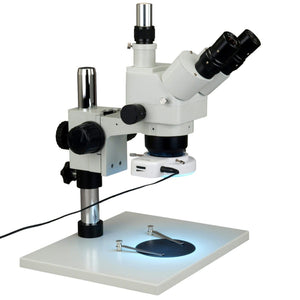 5-80X Trinocular Zoom Stereo Microscope+0.5X Auxiliary Lens+144 LED Ring Light+Table Stand