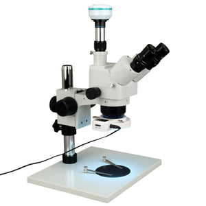 5X-80X Trinocular Zoom Stereo Microscope+0.5X Auxiliary Lens+54 LED Ring Light+2.0MP Digital Camera