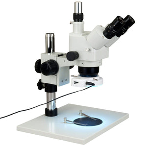 5-80X Trinocular Zoom Stereo Microscope+0.5X Auxiliary Lens+64 LED Ring Light+Large Base Table Stand