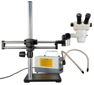 6X-50X Binocular Zoom Stereo Microscope+Boom Stand+150W Gooseneck Fiber Cold Light