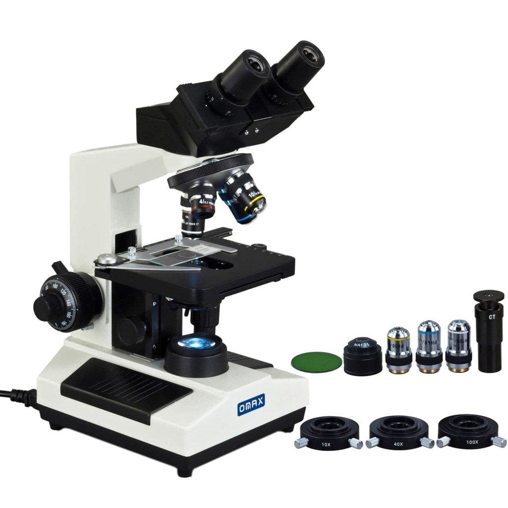OMAX M827 Series Phase Contrast LED Binocular Compound Microscope 40X