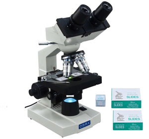 OMAX 40X-2000X Binocular Compound LED Microscope with Glass Slides & Covers