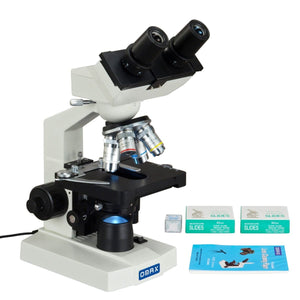 OMAX 40X-2500X Binocular Compound LED Microscope with Blank Slides and and 100 Lens Cleaning Paper